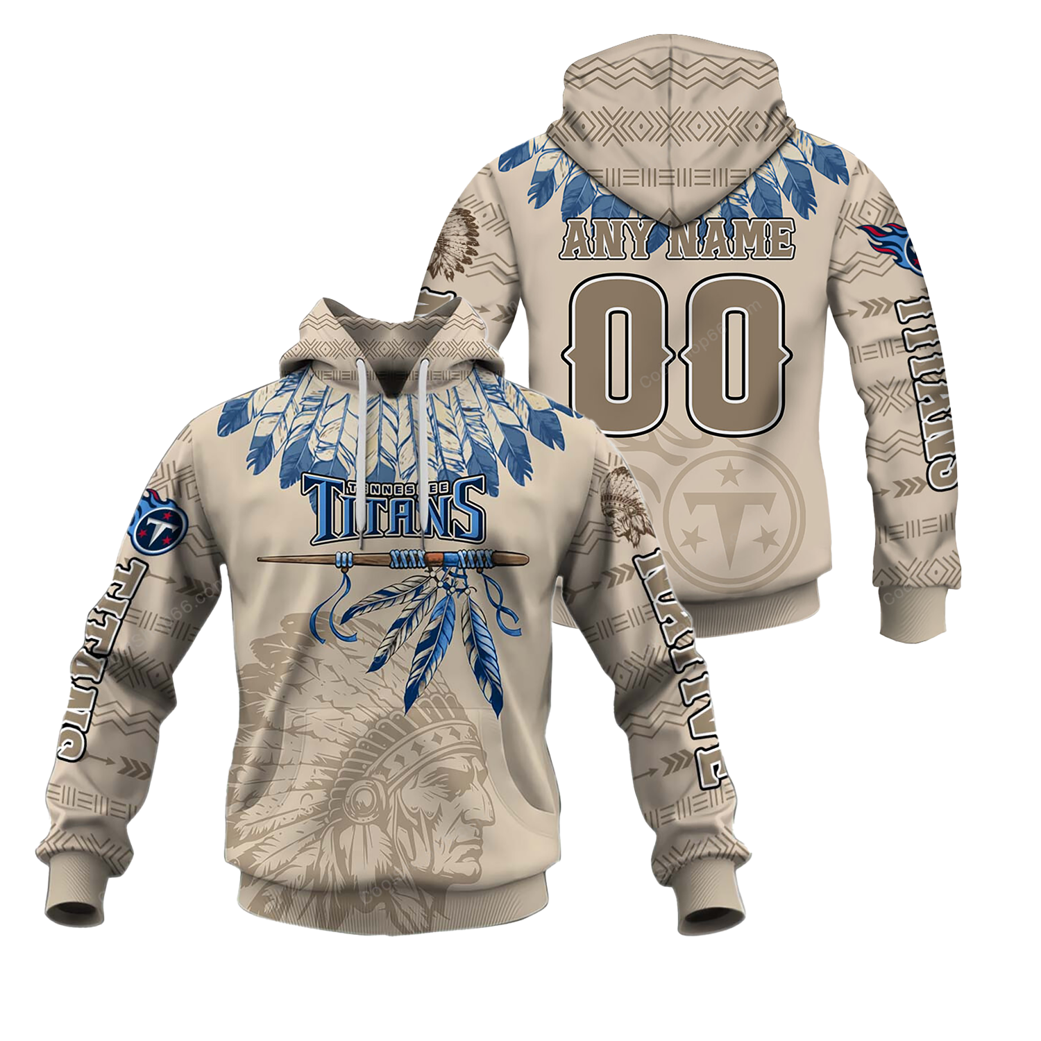 Buildercar - Tennessee Titans Native American Heritage x NFL Custom Name & Number Hoodie