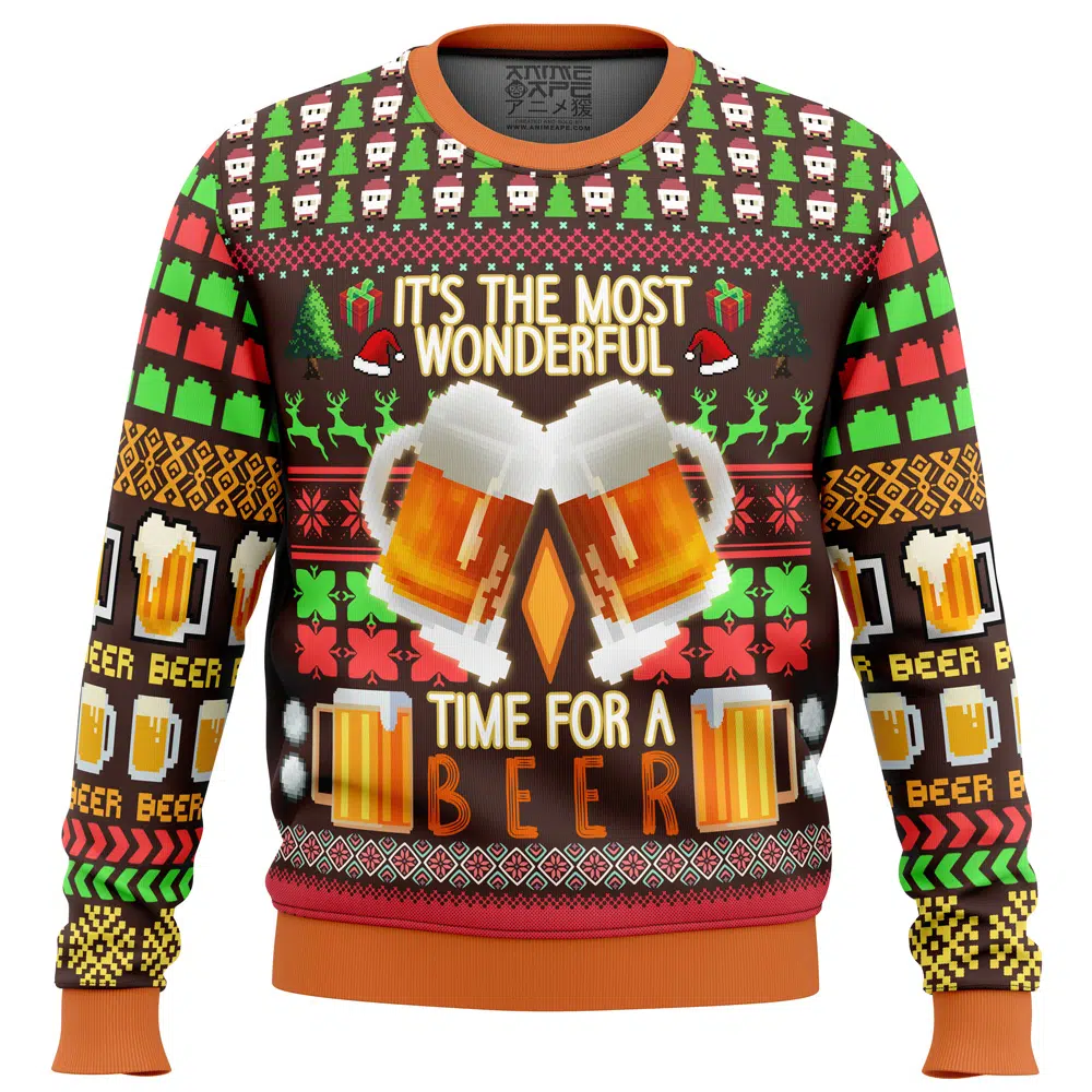 Buildercar - Time for a Beer Ugly Christmas Sweater