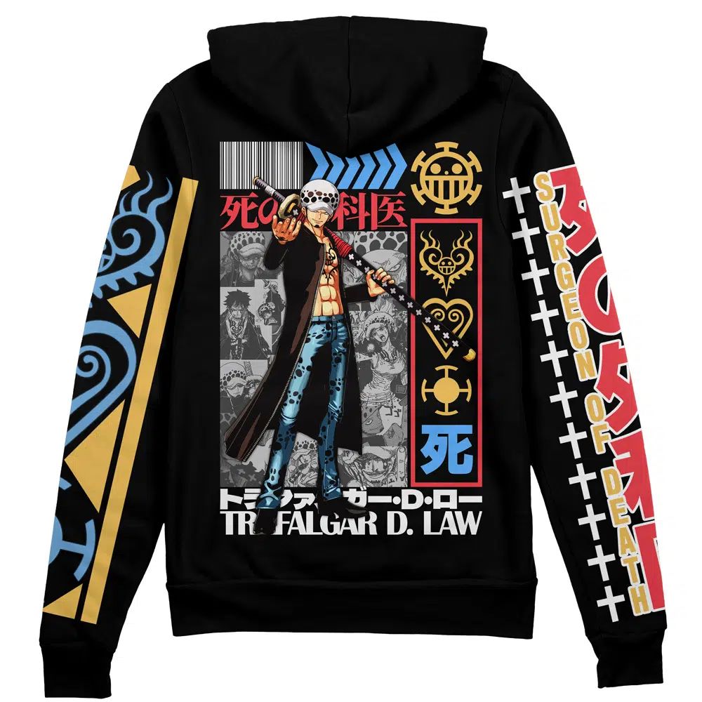 Buildercar - Trafalgar D. Law V2 One Piece Streetwear Zip Hoodie Jacket