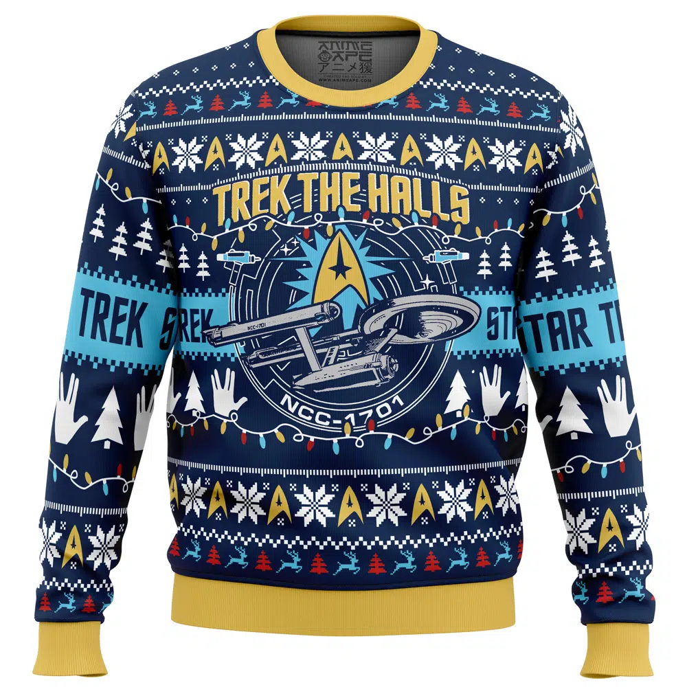 Buildercar - Trek The Halls Star Trek Ugly Christmas Sweater