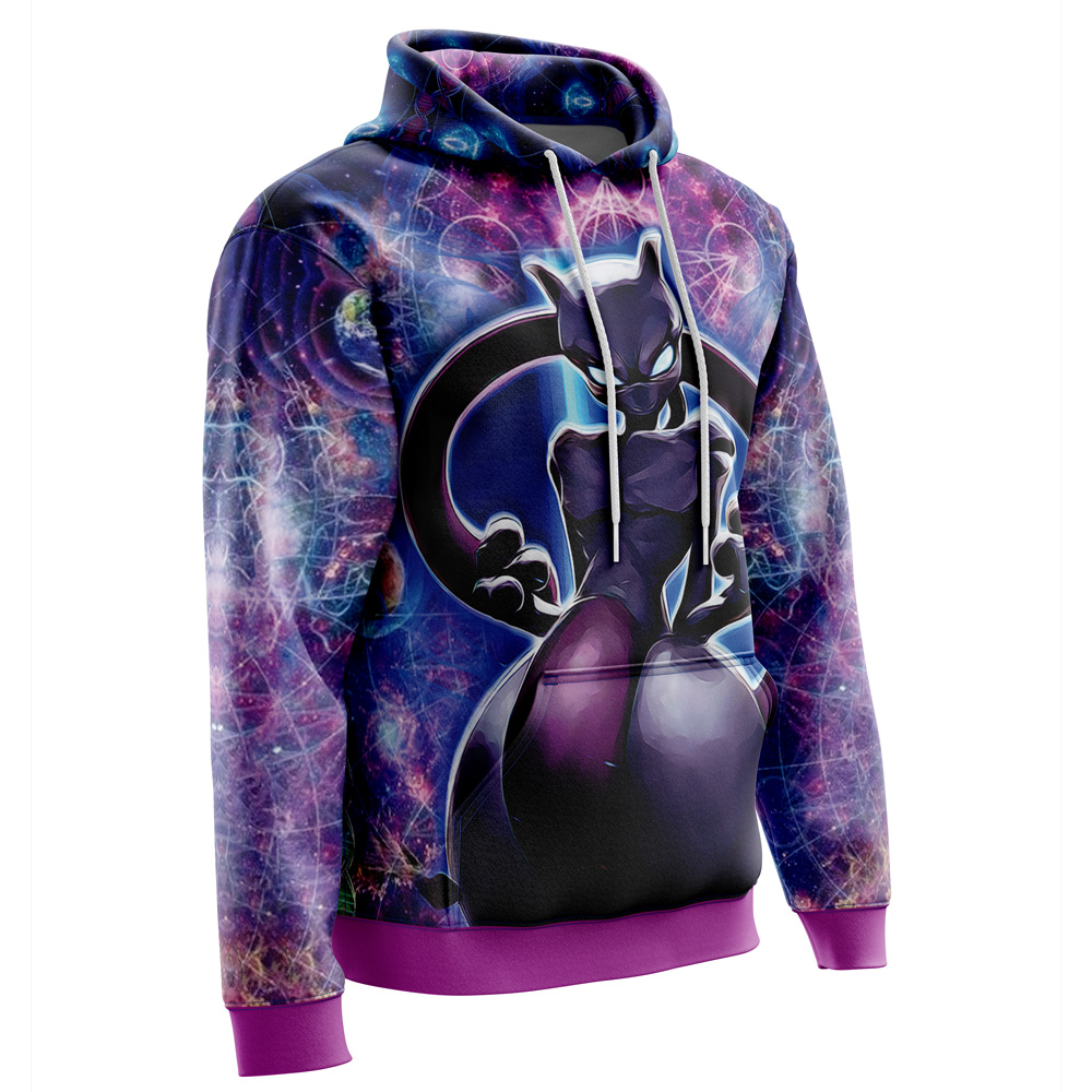Buildercar - Trippy Cosmic Mewtwo Pokemon Hoodie - Image 2