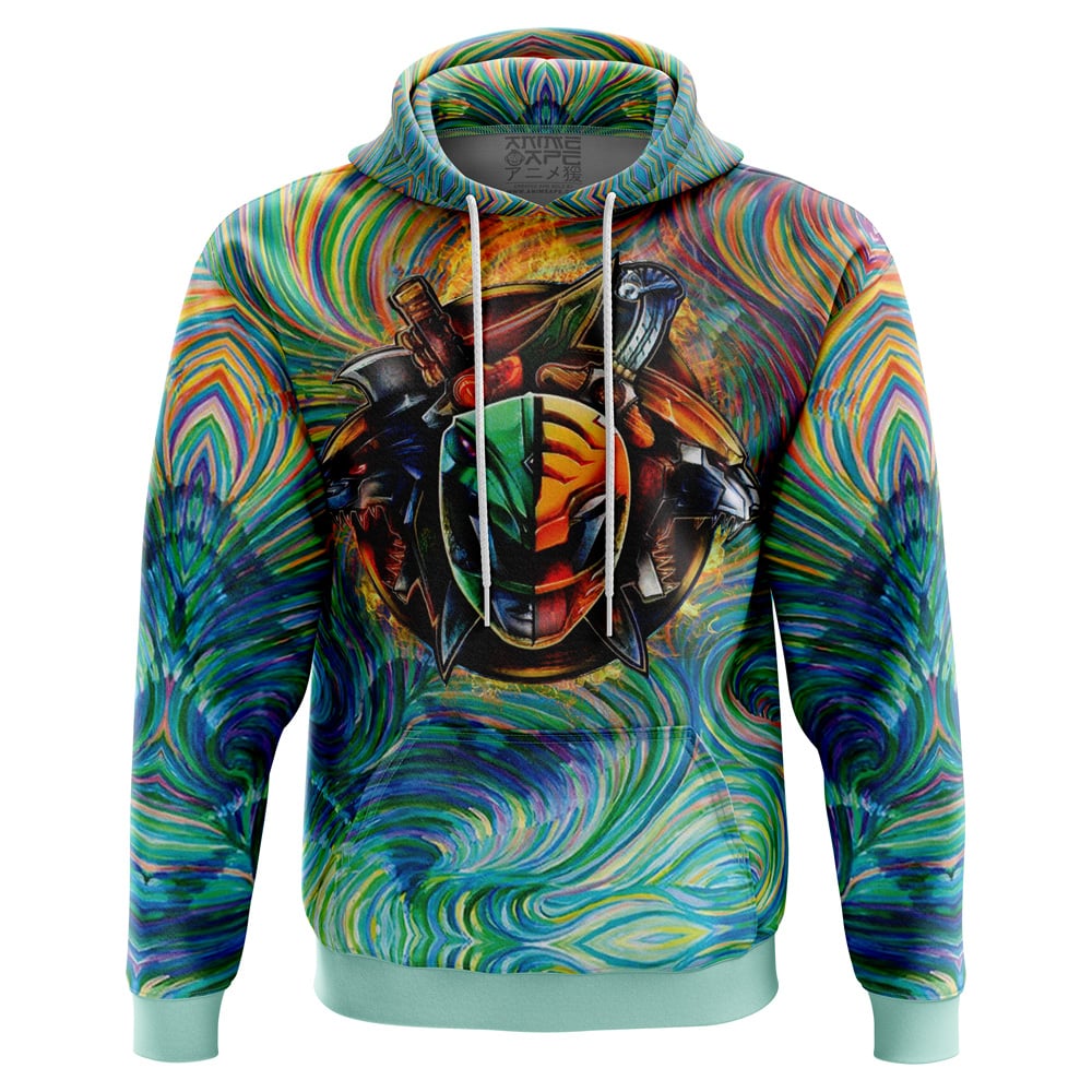 Buildercar - Trippy Green White Power Rangers Hoodie