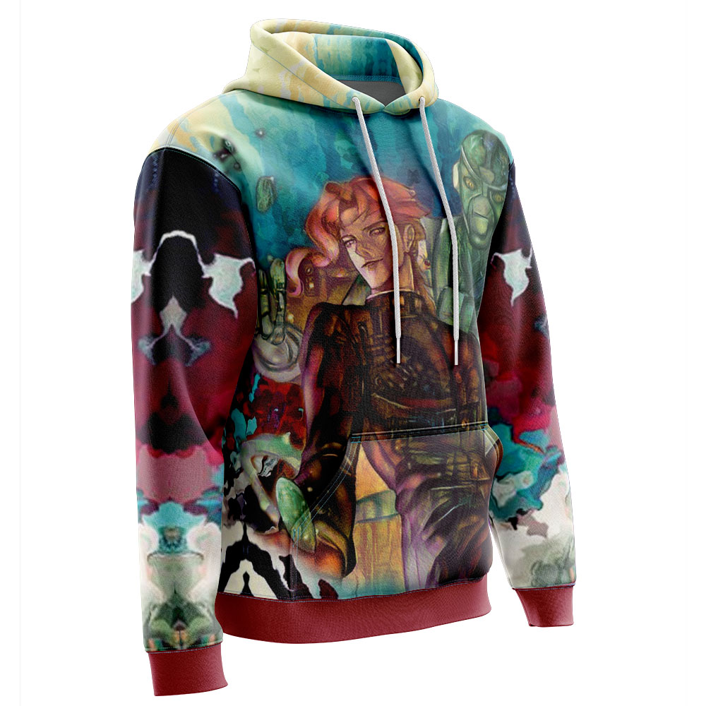 Buildercar - Trippy Kakyoin Hierophant Green Jojo’s Bizarre Adventure Hoodie - Image 2