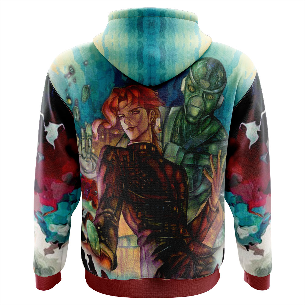Buildercar - Trippy Kakyoin Hierophant Green Jojo’s Bizarre Adventure Hoodie - Image 3