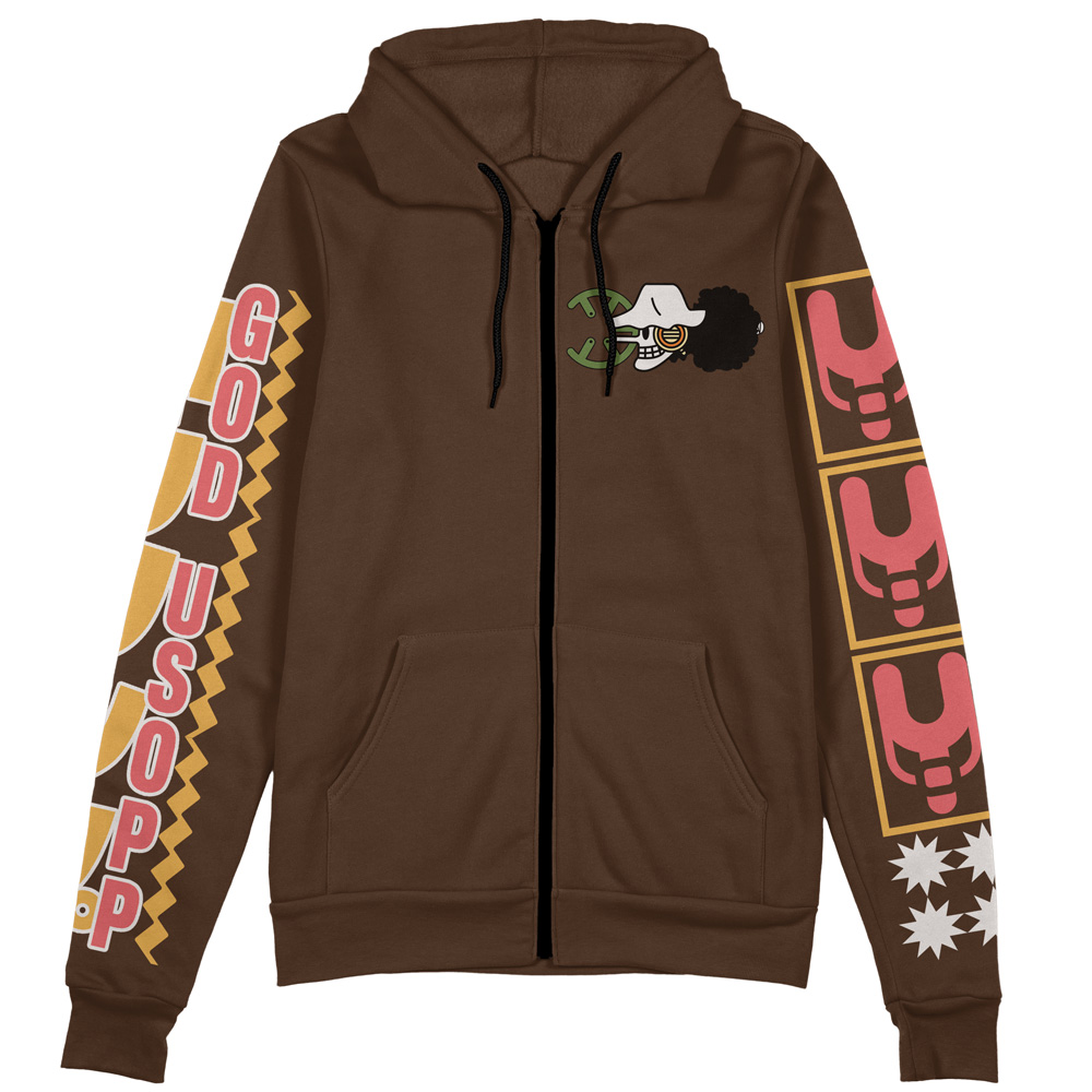 Buildercar - Usopp One Piece Streetwear Zip Hoodie Jacket - Image 2