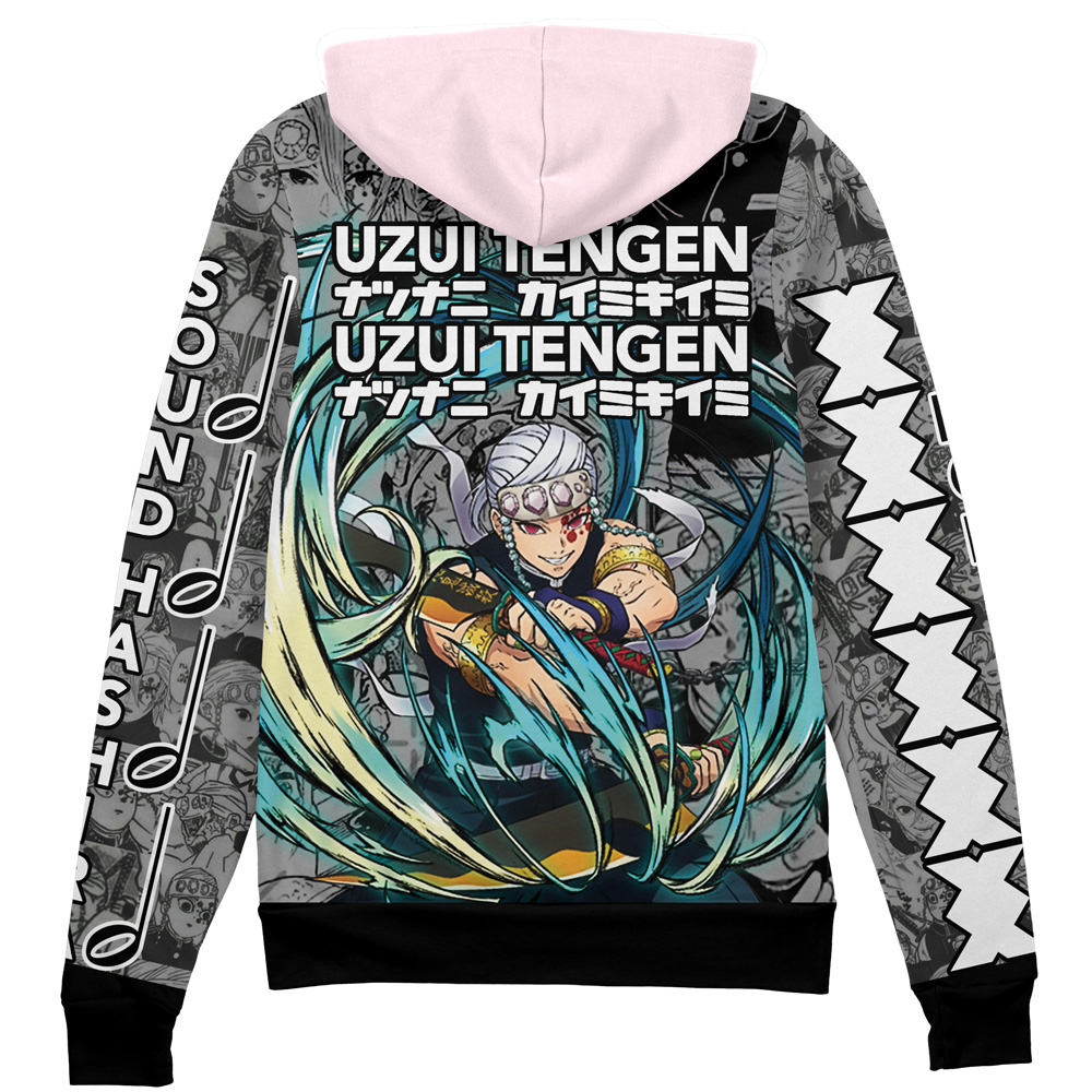 Buildercar - Uzui Tengen Manga Collage Demon Slayer Streetwear Zip Hoodie Jacket