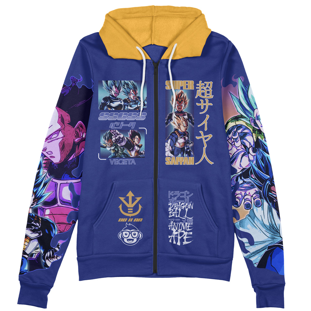 Buildercar - Vegeta V4 Dragon Ball Z Streetwear Zip Hoodie Jacket - Image 2