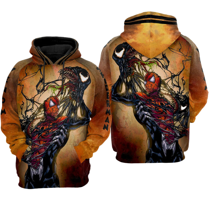 Buildercar - Venom Spiderman Marvel Black Red Background Hoodie 1