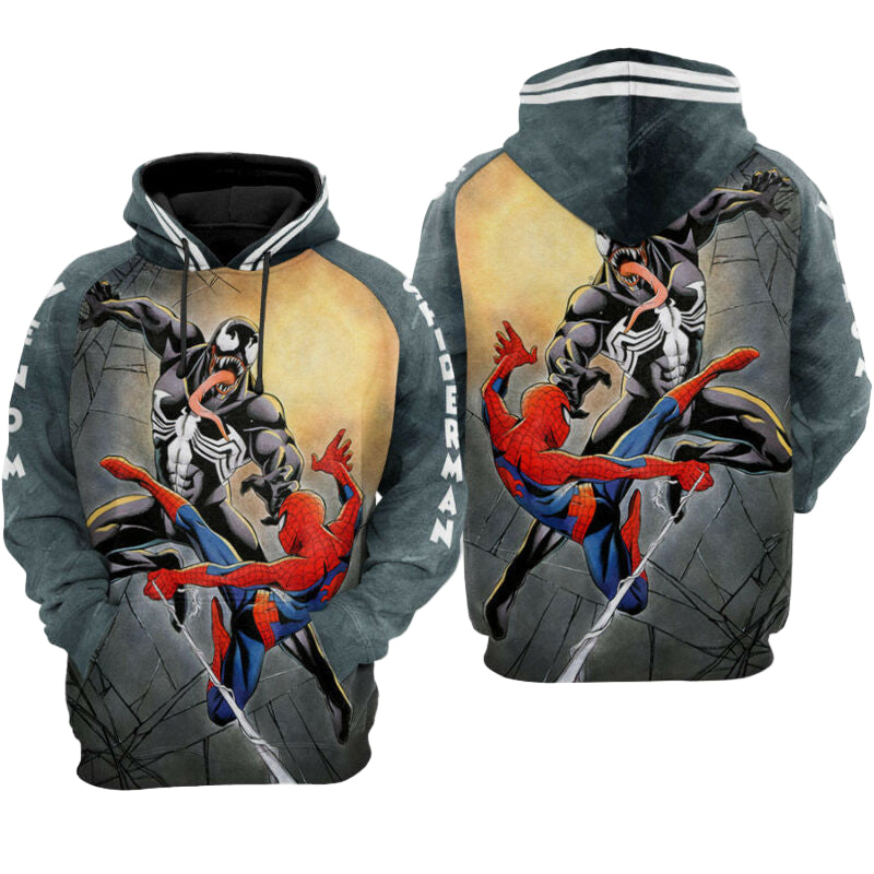 Buildercar - Venom Spiderman Marvel Black Red Background Hoodie
