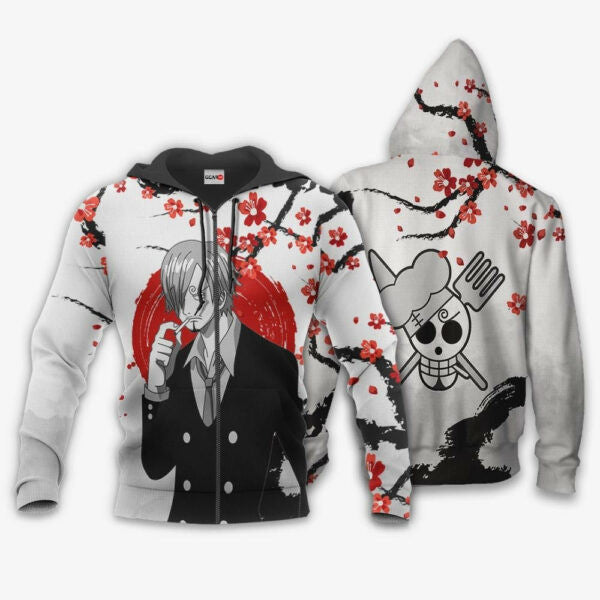 Buildercar - Vinsmoke Sanji Japan Cherry Blossoms One Piece Anime 1k484 Fan Gift Stylist Unisex Cartoon Graphic Outfits Aop 3d Hoodie 2332