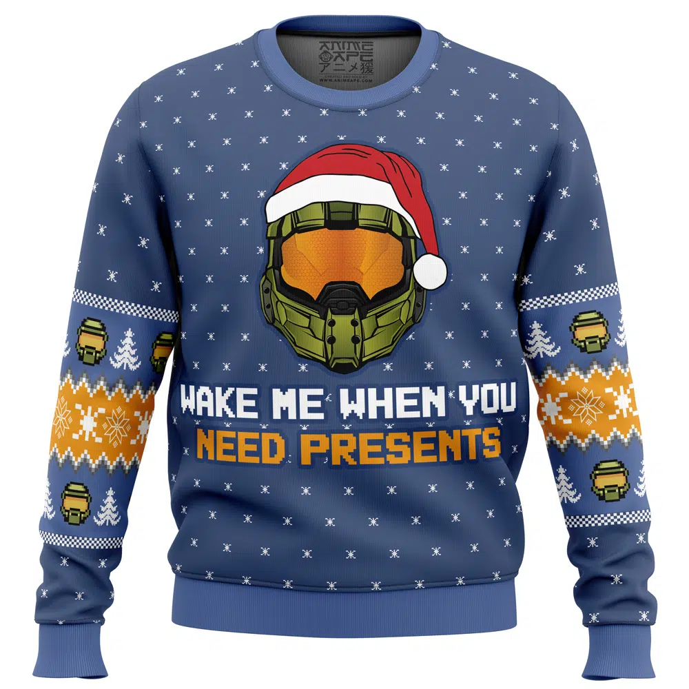 Buildercar - Wake Me When You Need Presents Halo Ugly Christmas Sweater