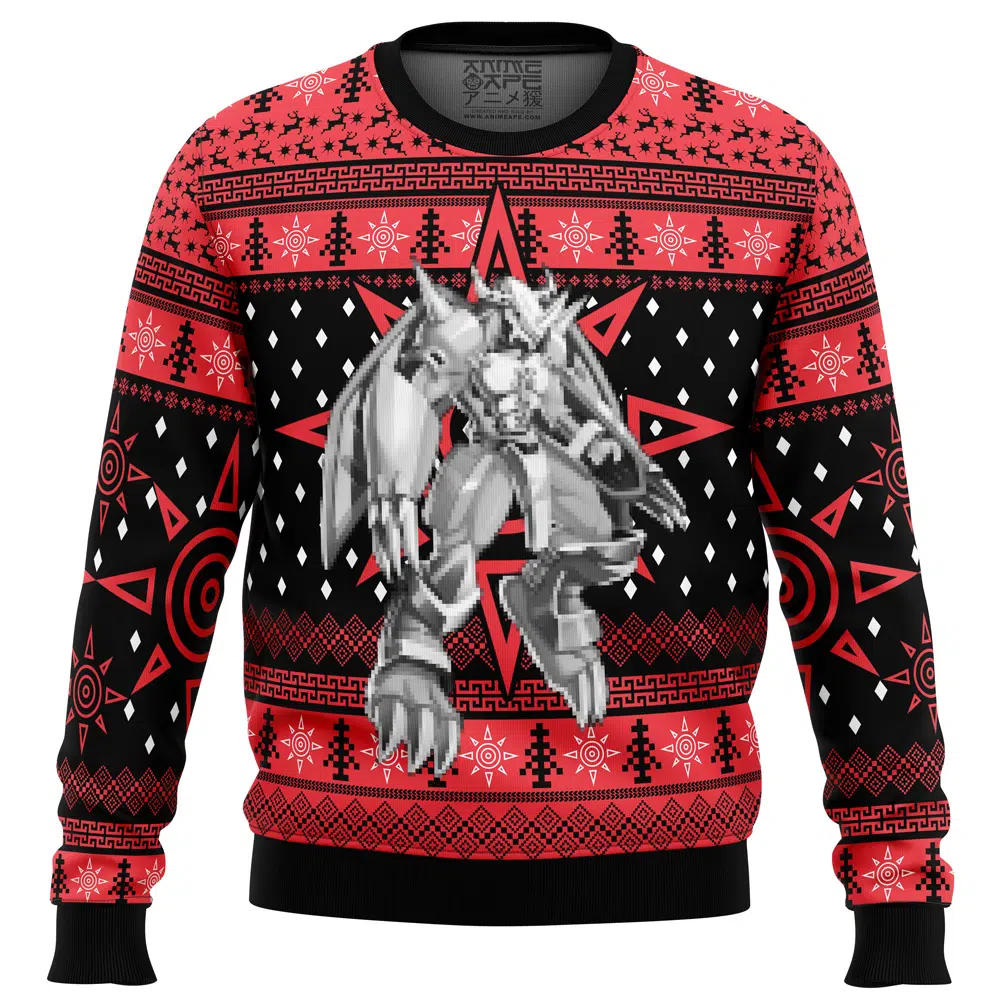 Buildercar - Wargreymon Digimon Ugly Christmas Sweater