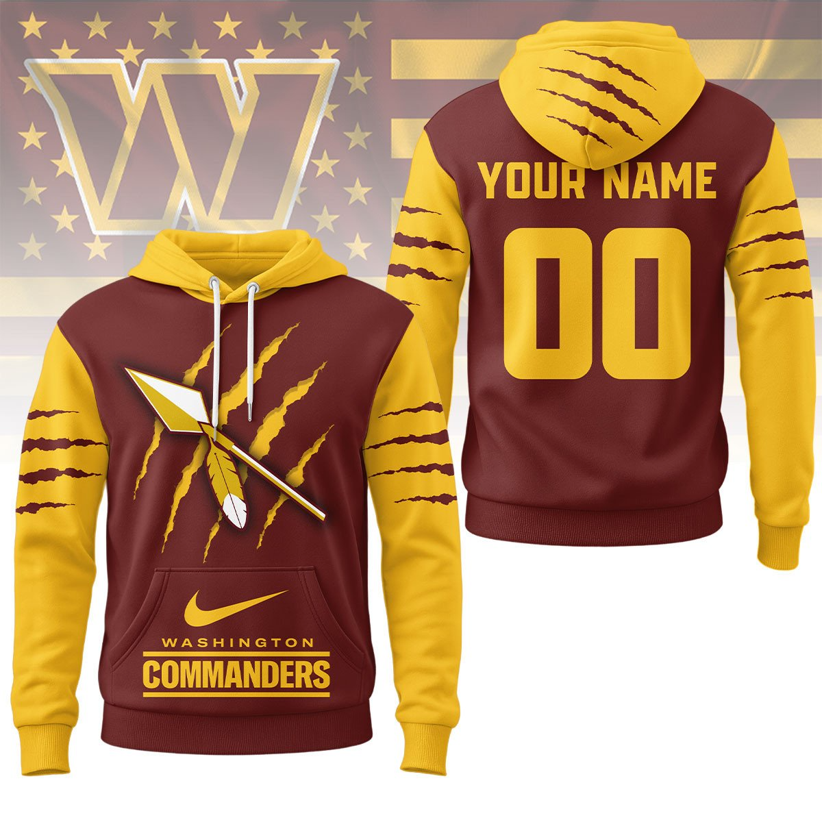 Buildercar - Washington Commanders Premium NFL Fan Pride Claw Hoodie