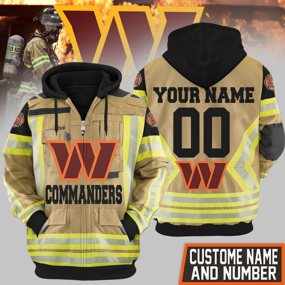 Buildercar - Washington Commanders | Premium NFL Firefighter Zip Hoodie