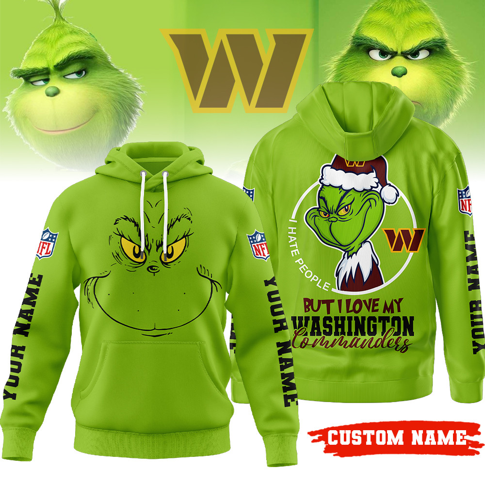 Buildercar - Washington Commanders | Premium NFL Grinch I Hate People Hoodie