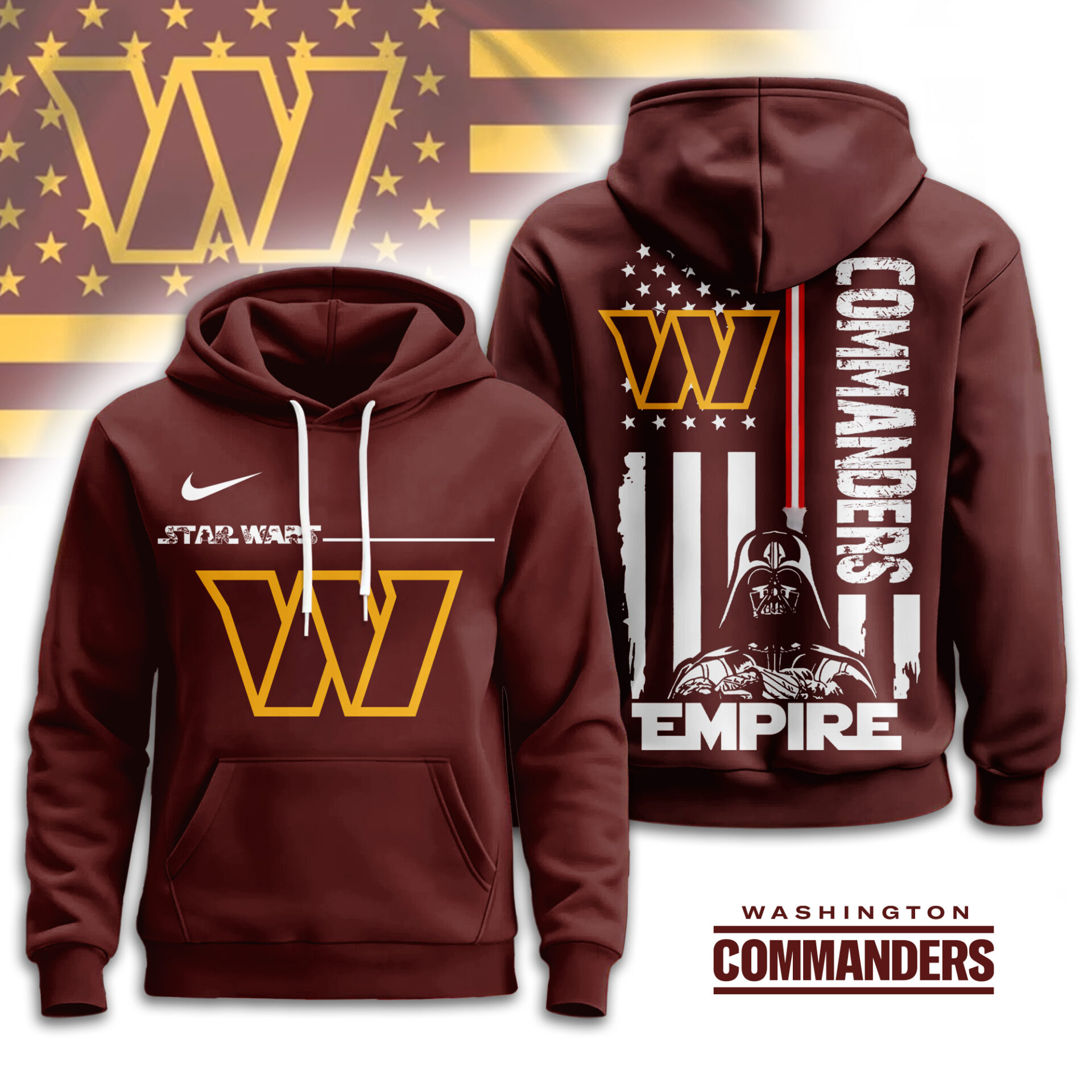 Buildercar - Washington Commanders | Premium NFL Starwars Empire Hoodie