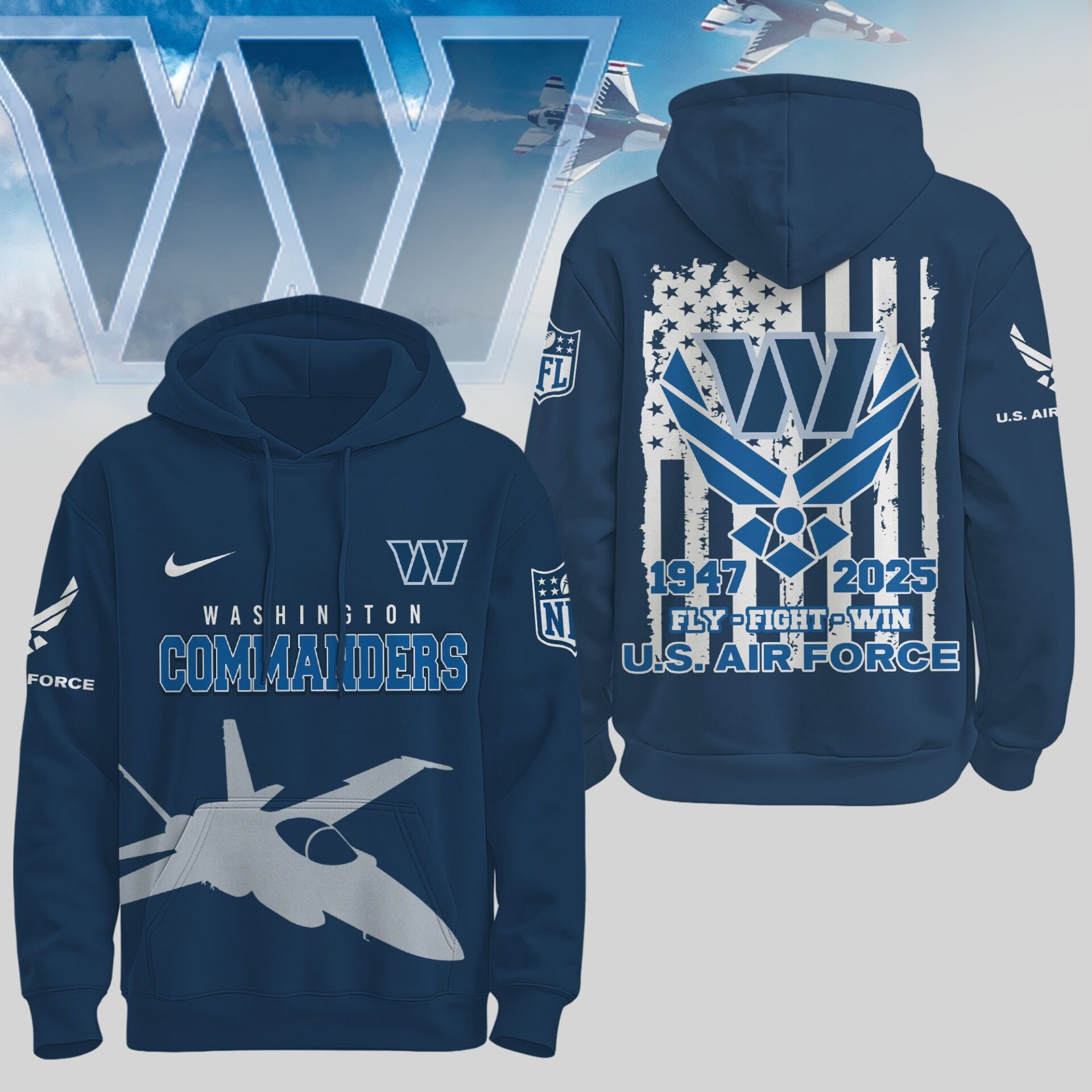 Buildercar - Washington Commanders | Premium NFL U.S. Air Force 78th Anniversary Hoodie