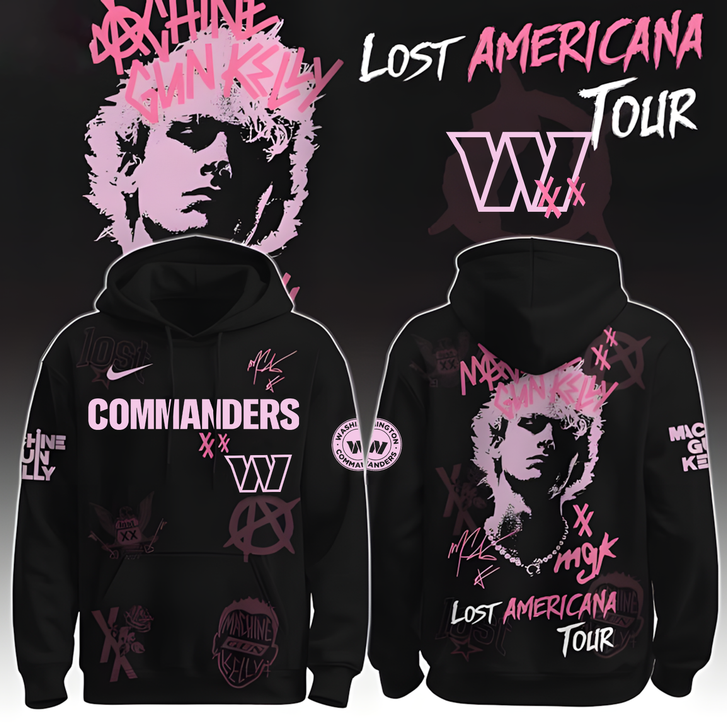 Buildercar - Washington Commanders X NFL MGK Lost Americana Tour 2025 Machine Gun Kelly Hoodie T-Shirt