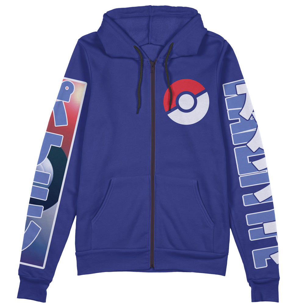 Buildercar - Water Type Pokemon Streetwear Zip Hoodie Jacket - Image 2