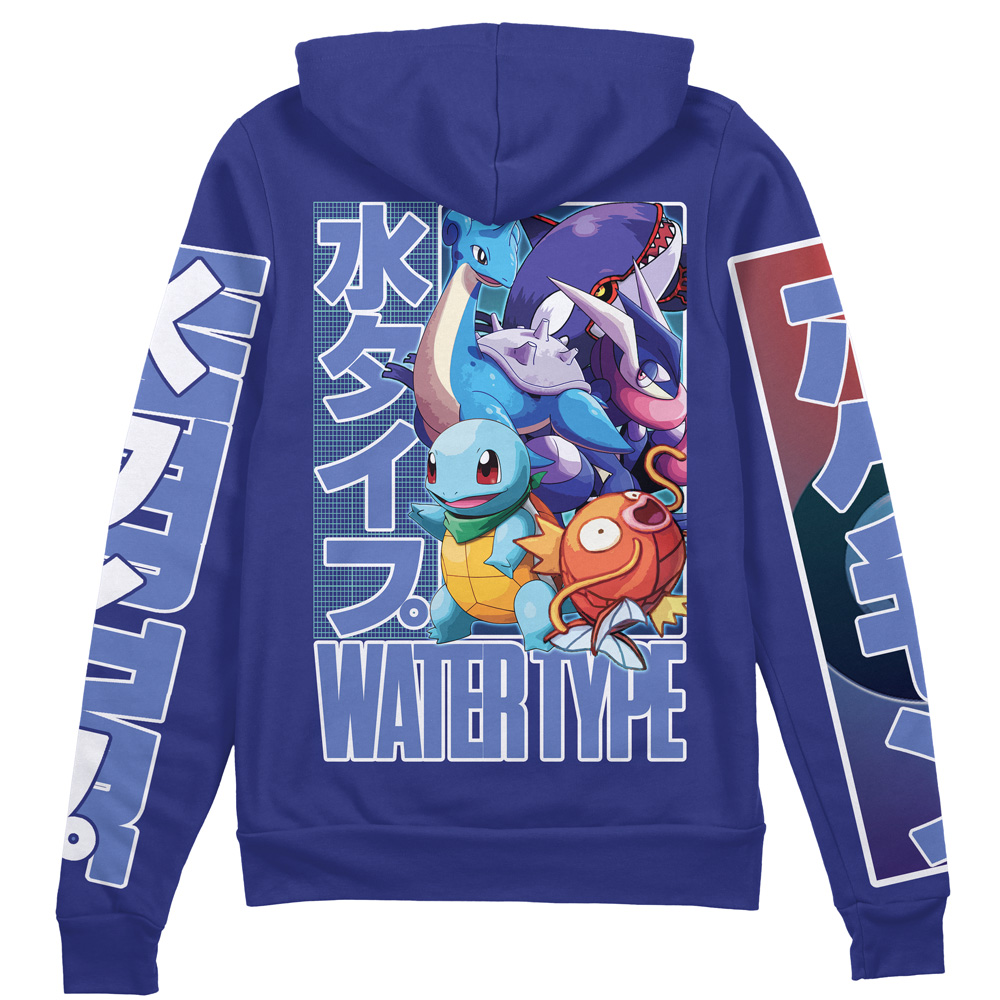 Buildercar - Water Type Pokemon Streetwear Zip Hoodie Jacket