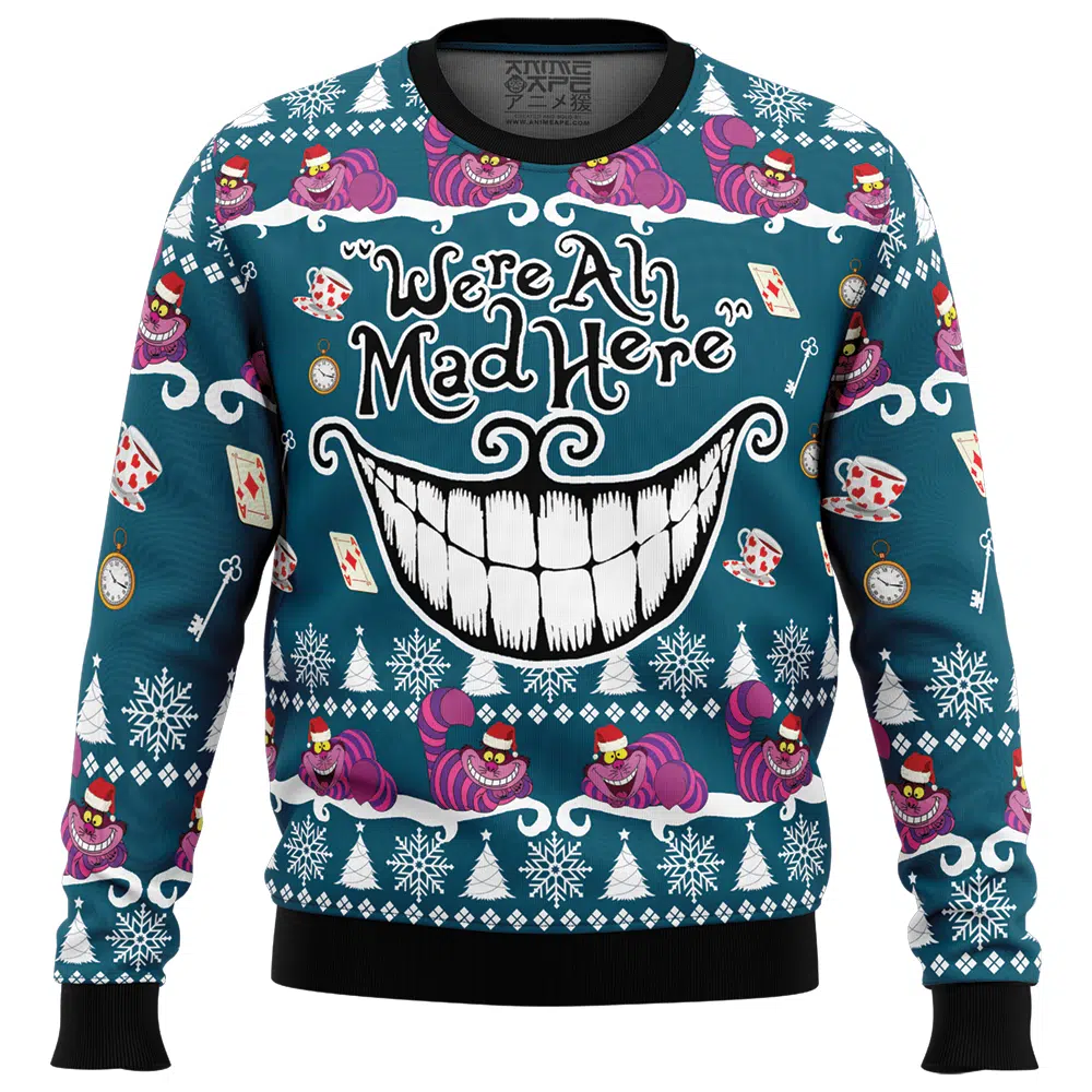 Buildercar - We're All Mad Here Alice in Wonderland Ugly Christmas Sweater