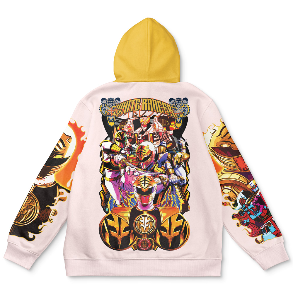 Buildercar - White Ranger Mighty Morphin Power Rangers Streetwear Hoodie