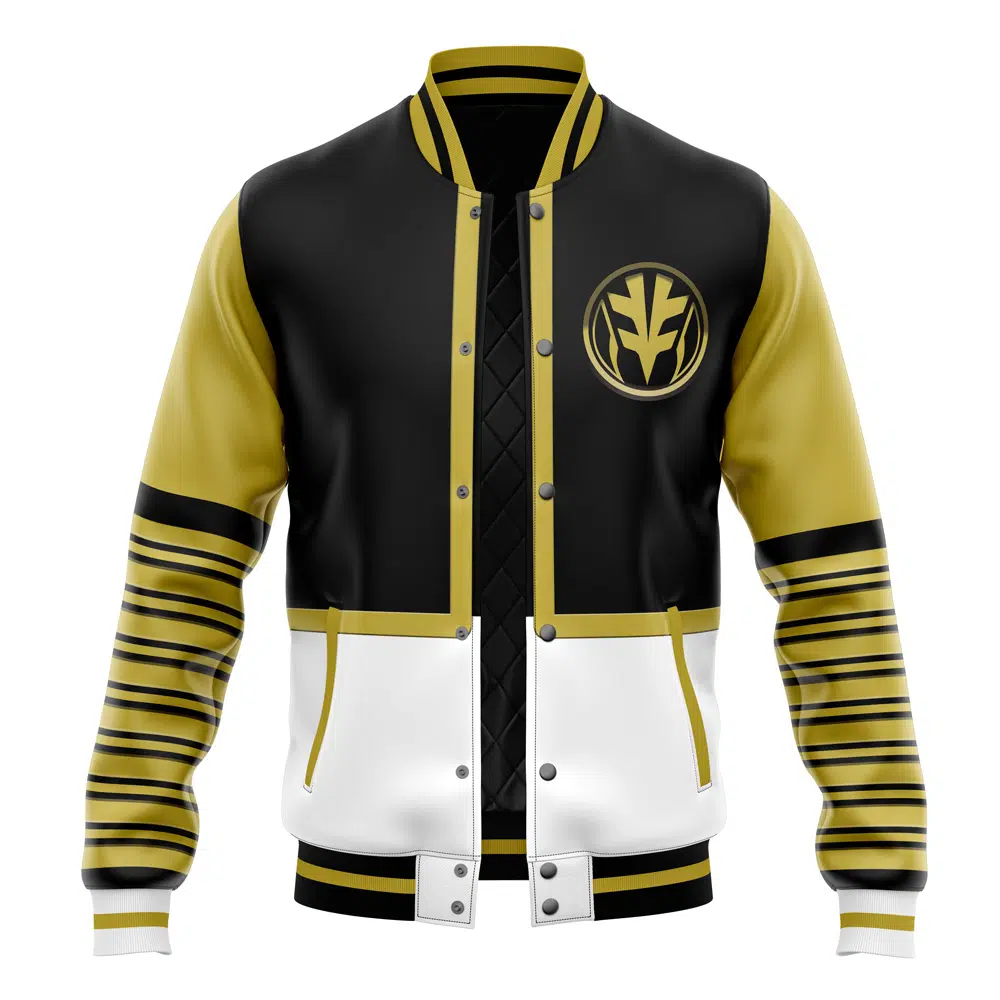 Buildercar - White Ranger Mighty Morphin Power Rangers Varsity Jacket