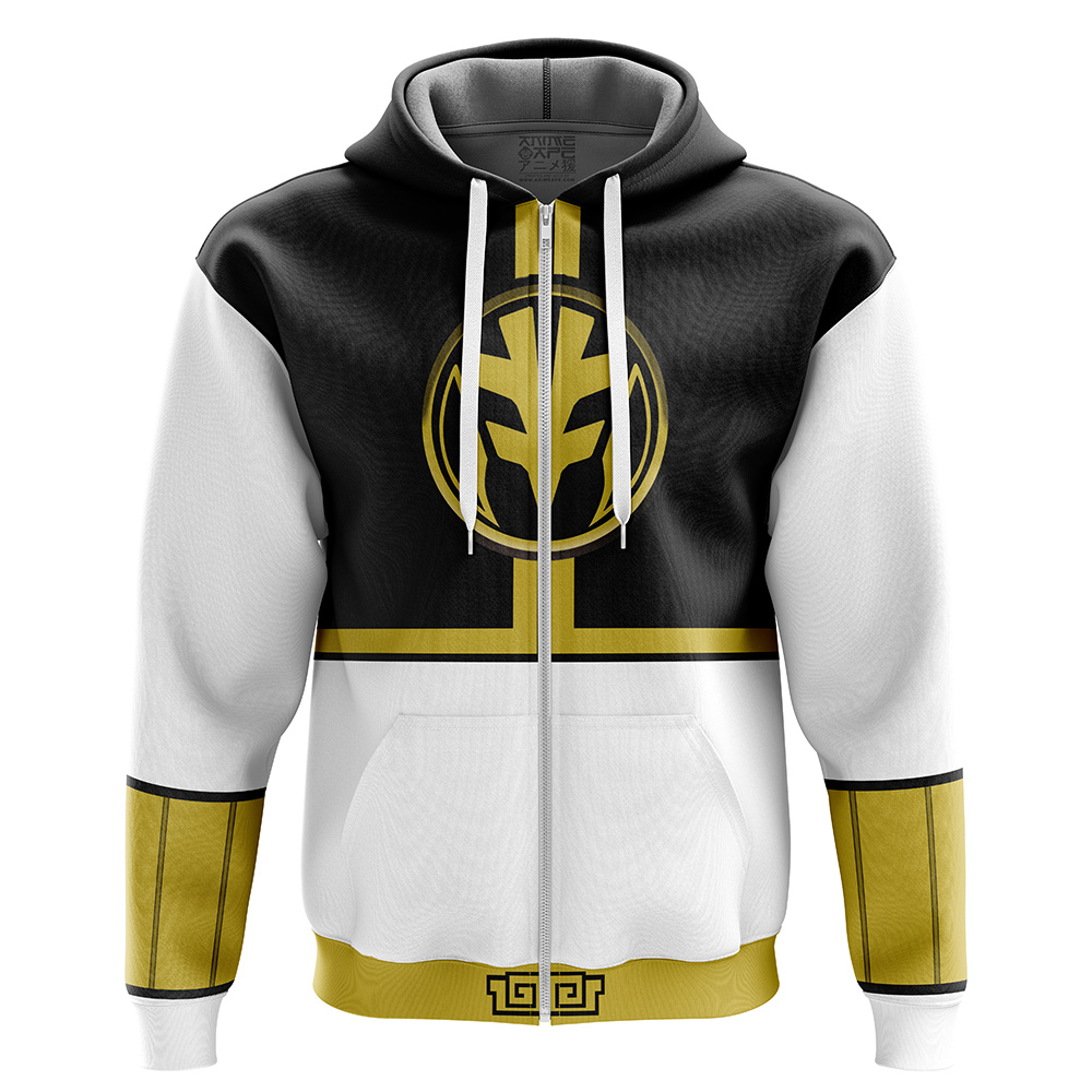 Buildercar - White Ranger Mighty Morphin Power Rangers Zip Hoodie Jacket