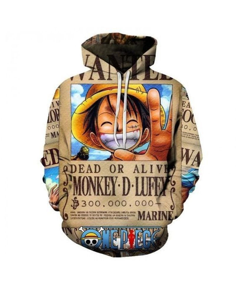 Buildercar - White Teeth Monkey D. Luffy Anime One Piece Over Print 3d Hoodie