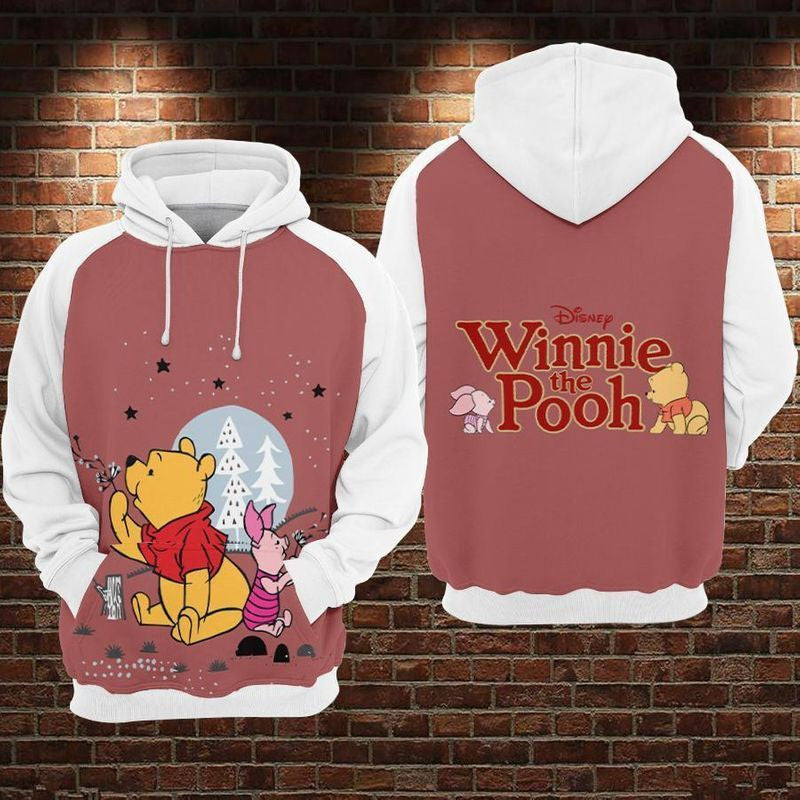 Buildercar - Winnie The Pooh Bear & Piglet Playing Over Print 3d Hoodie