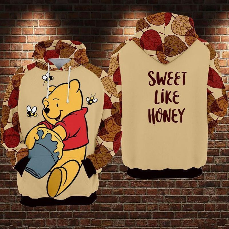 Buildercar - Winnie The Pooh Bear Sweet Like Honey Over Print 3d Hoodie