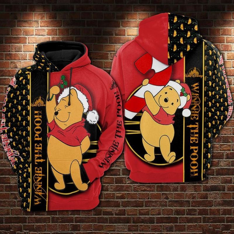 Buildercar - Winnie The Pooh Christmas Pattern Over Print 3d Hoodie