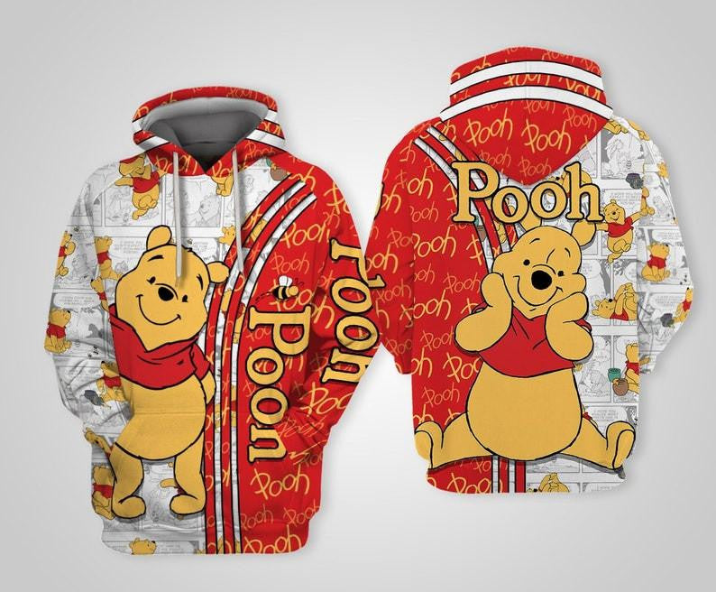 Buildercar - Winnie-the-pooh Disney Cartoon, Pooh Signature, Pooh Bear Comics Book Patterns All Over Print Hoodie