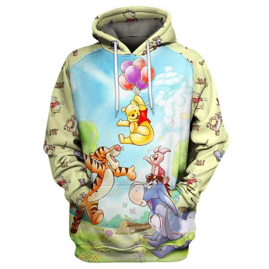 Buildercar - Winnie-the-pooh Disney Fan Gift, Pooh And Friends Tigger Eeyore Piglet Emoji Cartoon All Over Print Hoodie