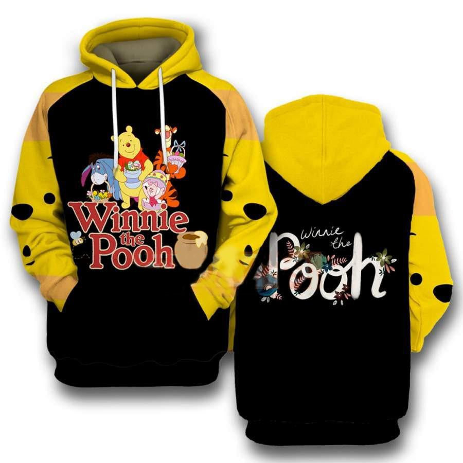 Buildercar - Winnie-the-pooh Disney Fan Gift, Winnie-the-pooh And Friends Tigger Eeyore Piglet Cartoon Floral All Over Print Hoodie