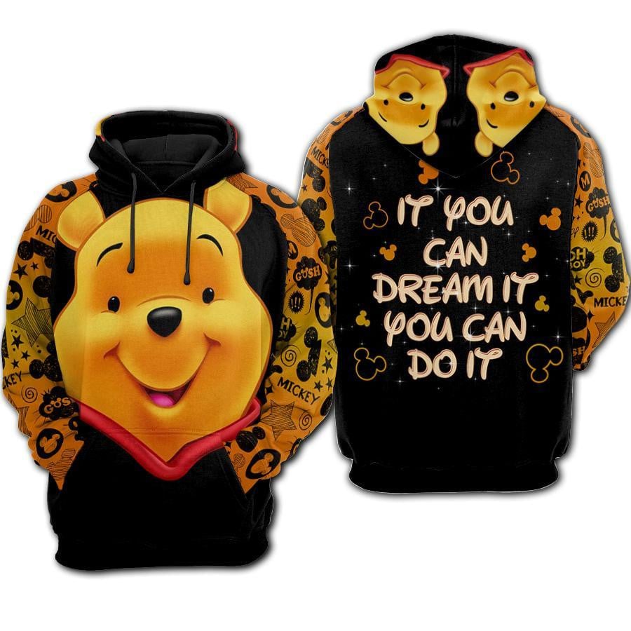 Buildercar - Winnie The Pooh Disney, Pooh Bear If You Can Dream It You Can Do It Aop Hoodie