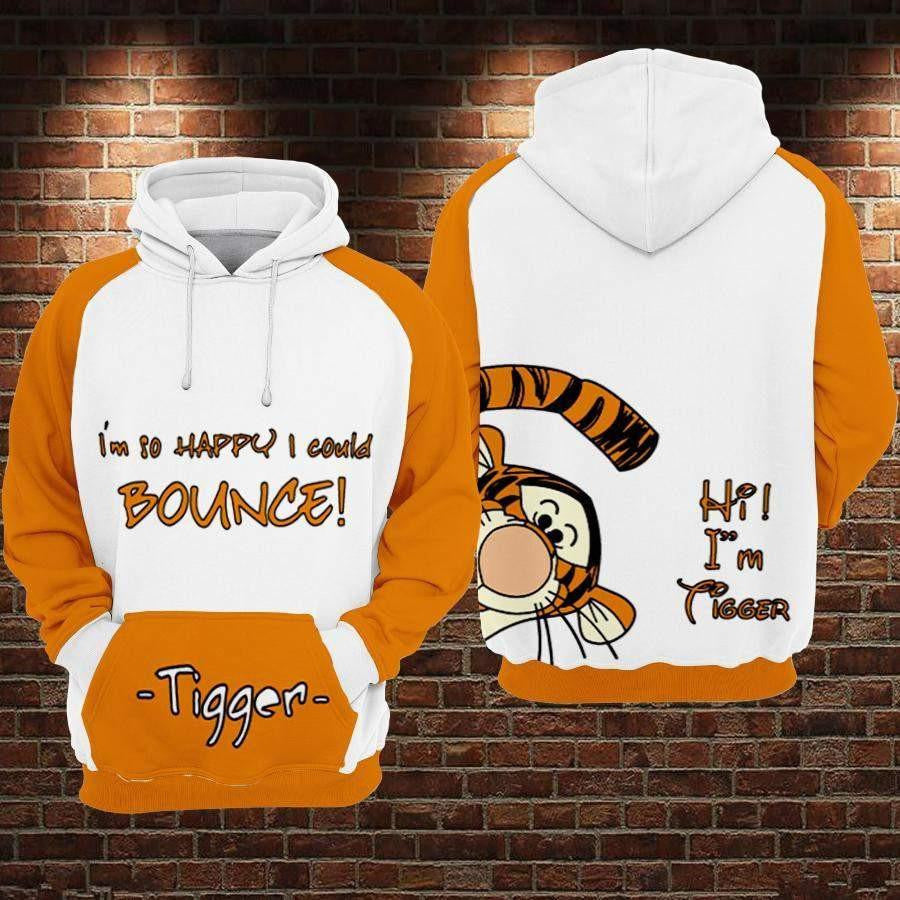 Buildercar - Winnie The Pooh Disney, Tigger Disney Im So Happy I Could Bounce Aop Hoodie