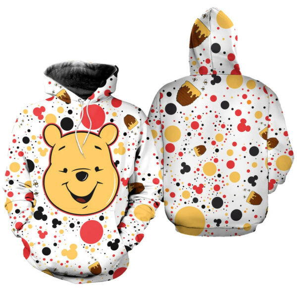 Buildercar - Winnie The Pooh Polkadot Pattern Disney Fan Gift Stylist Unisex Cartoon Graphic Outfits Aop Hoodie 2464