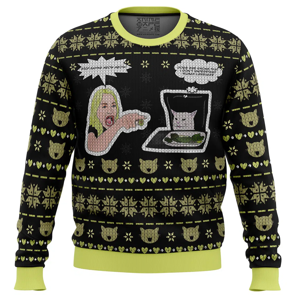 Buildercar - Woman Yelling At Cat Meme Ugly Christmas Sweater