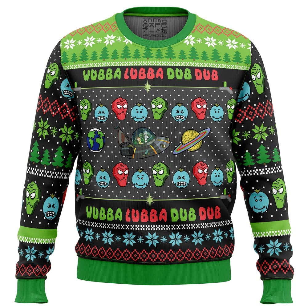 Buildercar - Wubba Lubba Rick and Morty Ugly Christmas Sweater