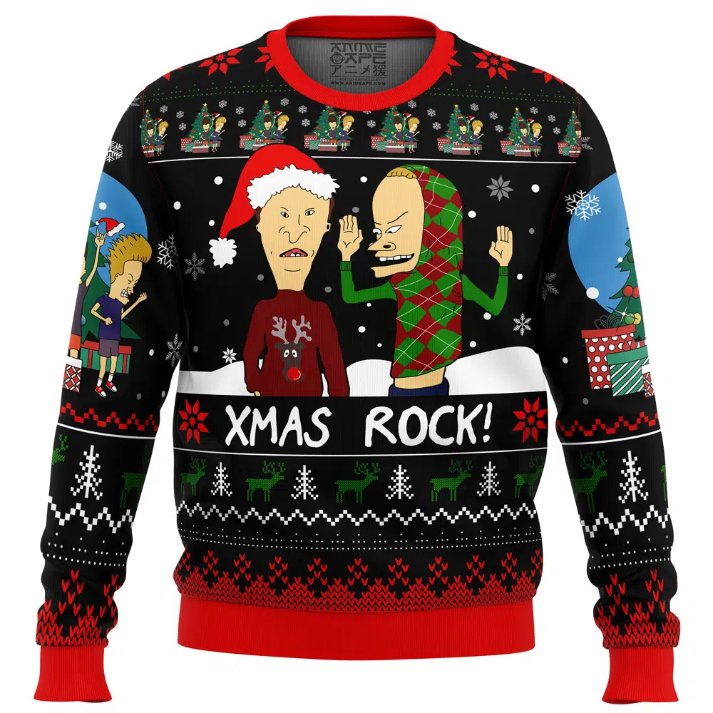 Buildercar - Xmas Rock Beavis and Butthead Ugly Christmas Sweater