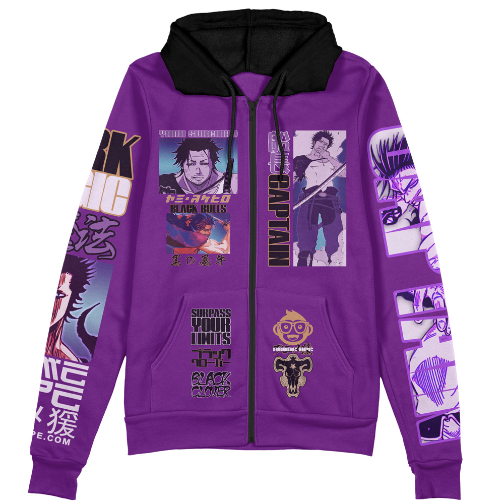 Buildercar - Yami Sukehiro V4 Black Clover Streetwear Zip Hoodie Jacket - Image 2