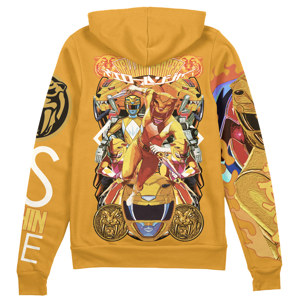 Buildercar - Yellow Ranger Mighty Morphin Power Rangers Streetwear Zip Hoodie Jacket