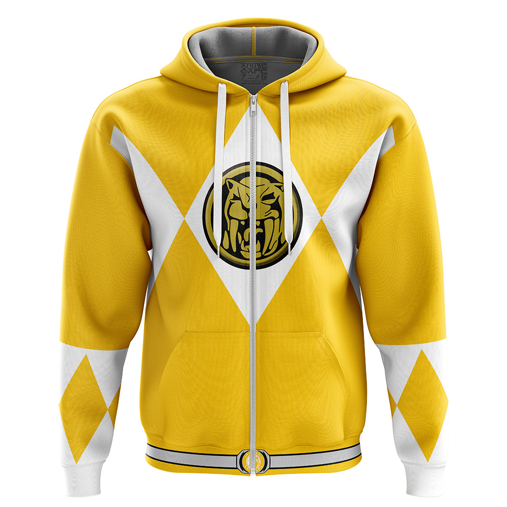 Buildercar - Yellow Ranger Mighty Morphin Power Rangers Zip Hoodie Jacket