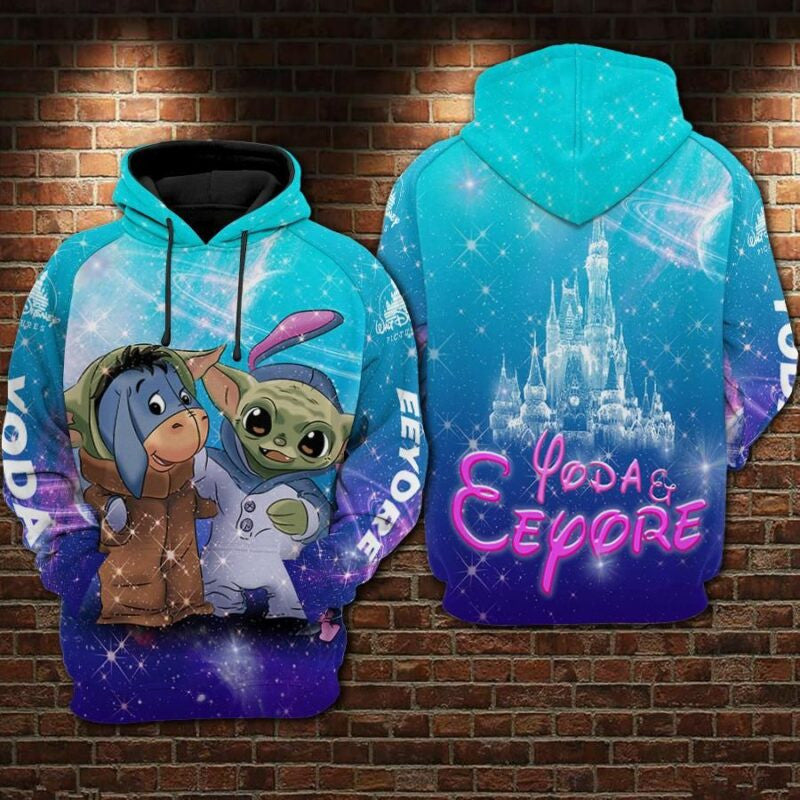 Buildercar - Yoda And Eeyore Disneyland Over Print 3d Hoodie