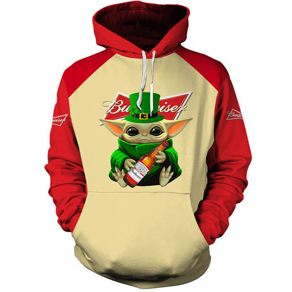 Buildercar - Yoda Budweiser St Patrick Day Hoodie, Gift For Fan 3d All Over Print Shirt Hoodie 2559