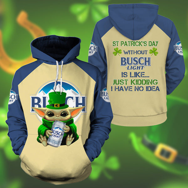 Buildercar - Yoda Busch Light St Patrick Day Hoodie, Gift For Fan 3d All Over Print Shirt Hoodie 2514