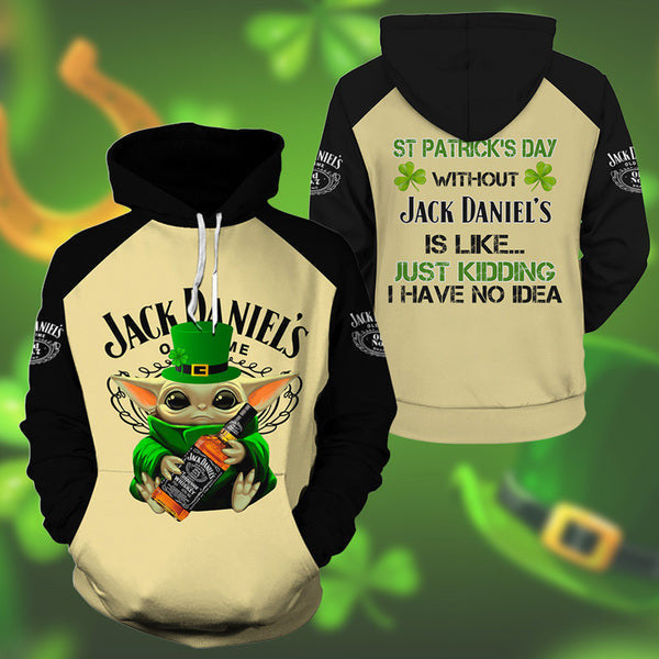 Buildercar - Yoda Jack Daniels Whiskey St Patrick Day Hoodie, Gift For Fan 3d All Over Print Shirt Hoodie 2536