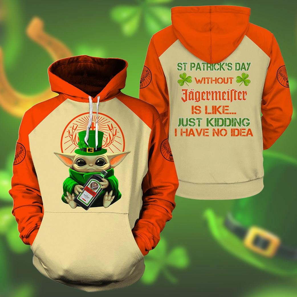 Buildercar - Yoda Jagermeister St Patrick Day Hoodie, Gift For Fan 3d All Over Print Shirt Hoodie