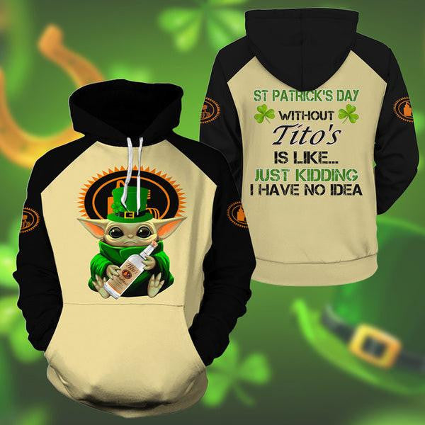 Buildercar - Yoda Tito's St Patrick Day Hoodie, Gift For Fan 3d All Over Print Shirt Hoodie